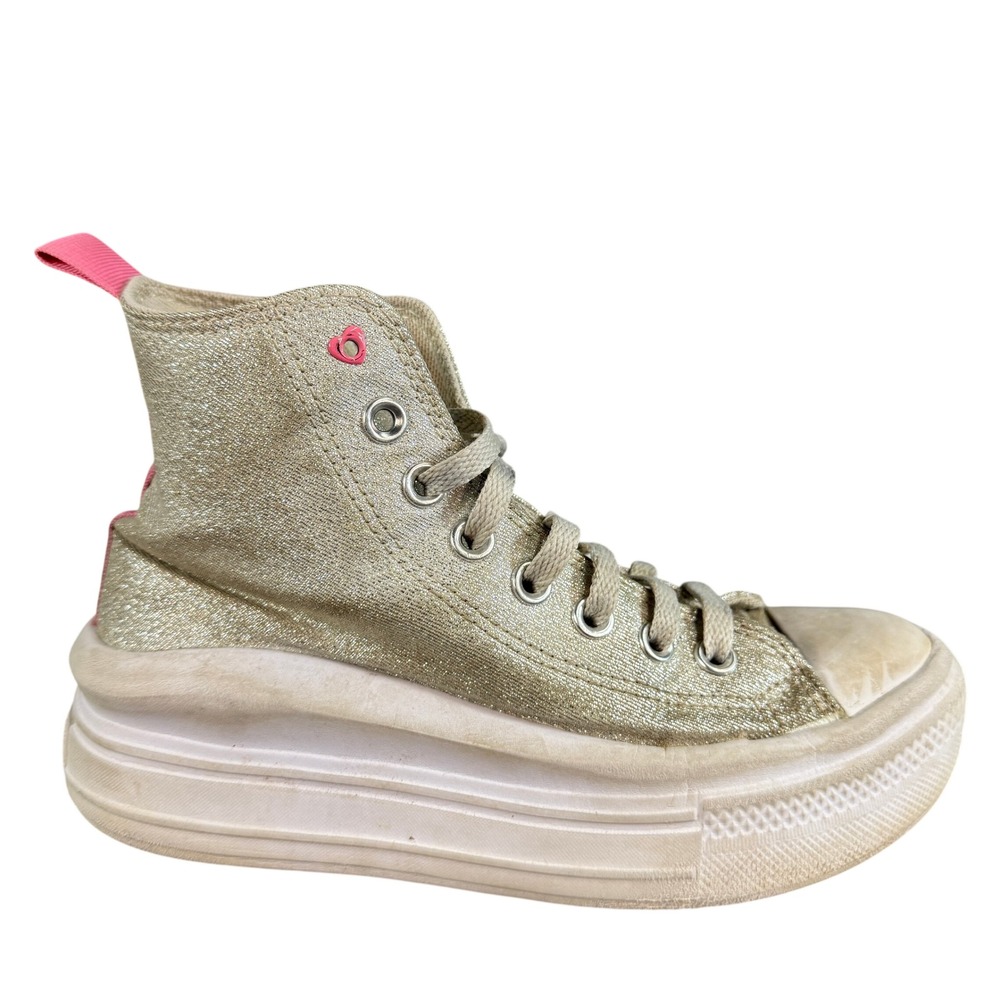 Converse Chuck Taylor All Star Move Gold Metallic Pink Platform High Women 5.5